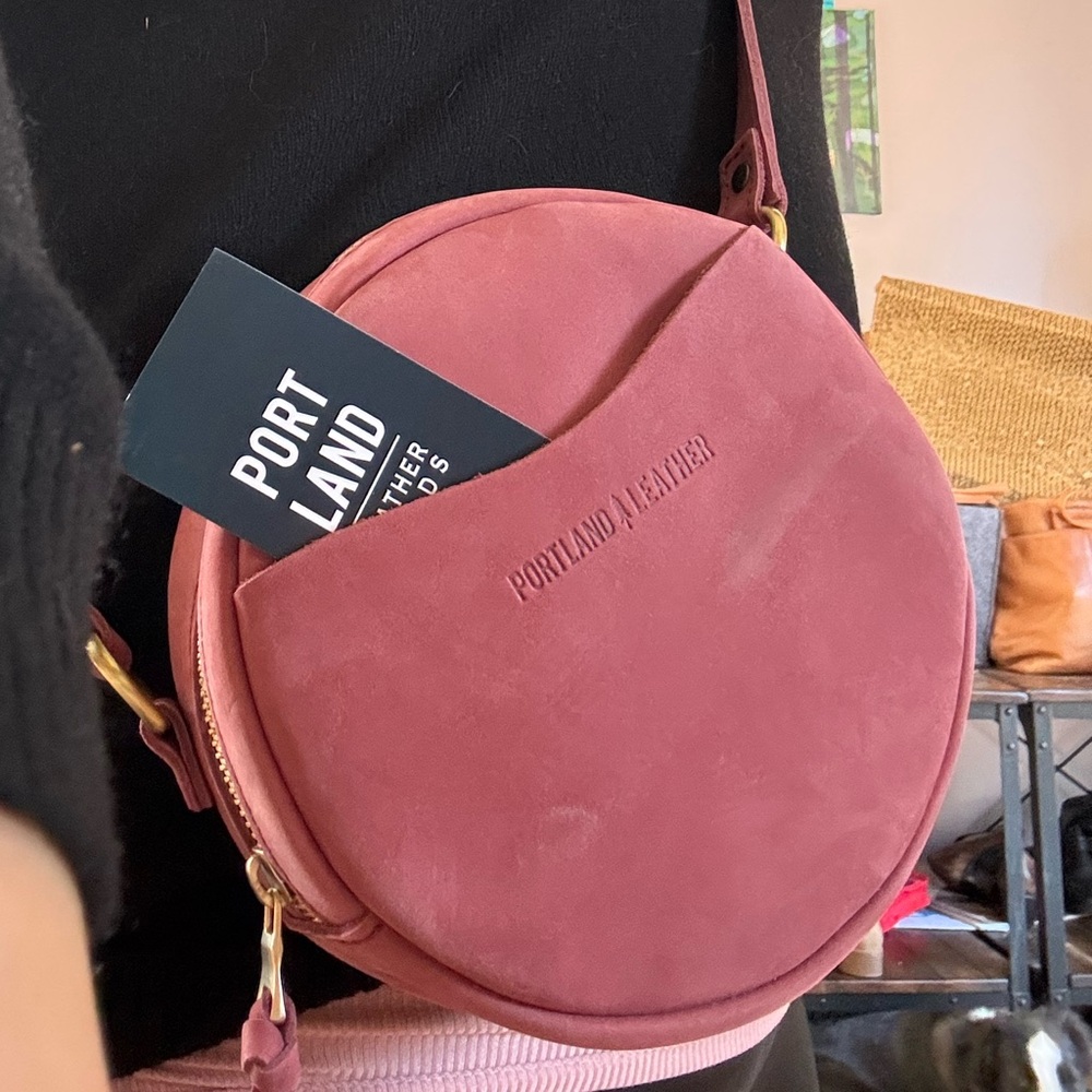 Portland Leather Rose Suede Crossbody Bag